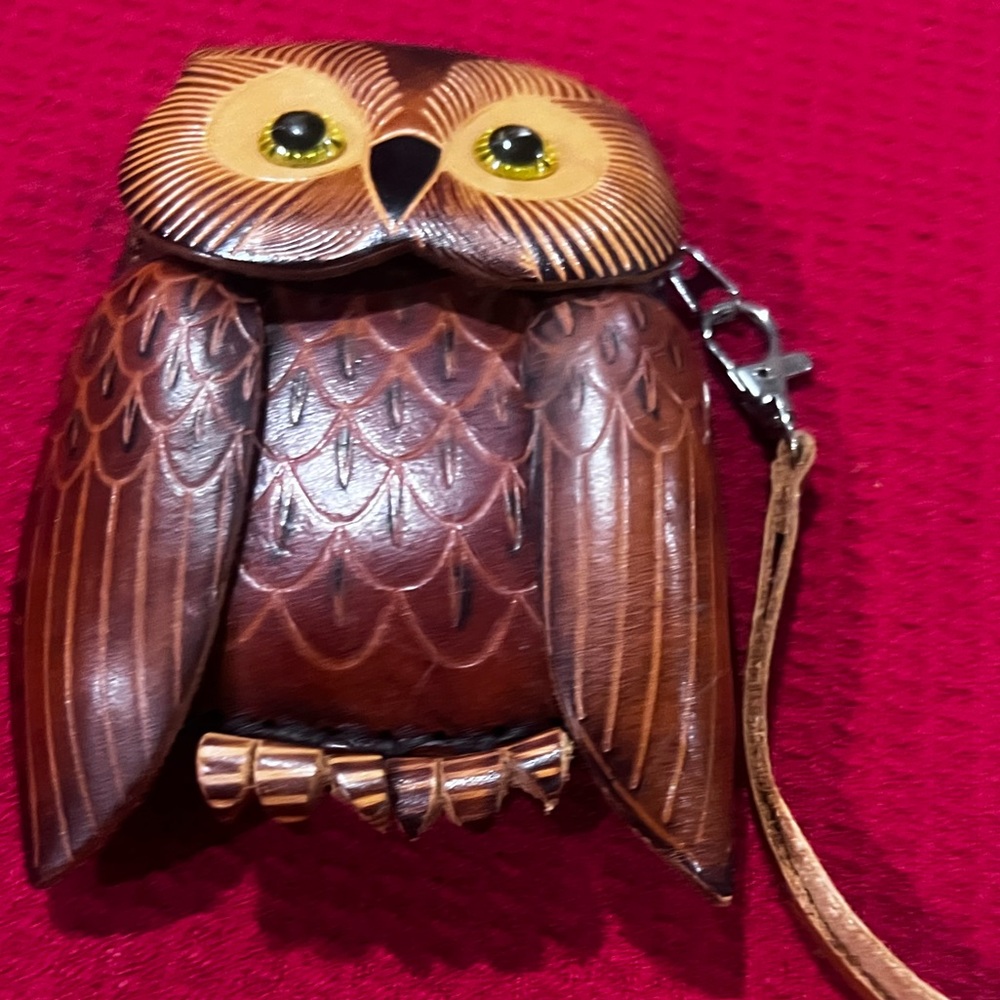 🦉 Florence Italy Leather Owl Coin Purse | Articulating Wings handmade - Picture 8 of 8